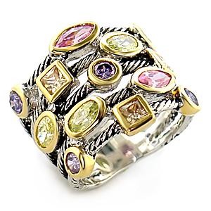 RAINBOW 5-ROW 2-TONE COCKTAIL RING-6 sizes